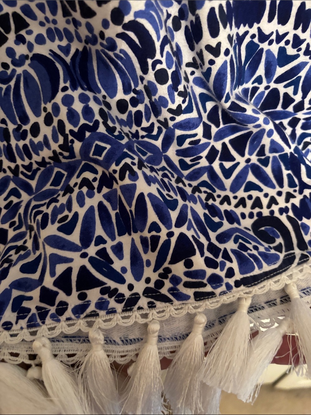 Lilly Pulitzer Blue and White Hooded Tassel-Trim Tunic - Picture 4 of 5